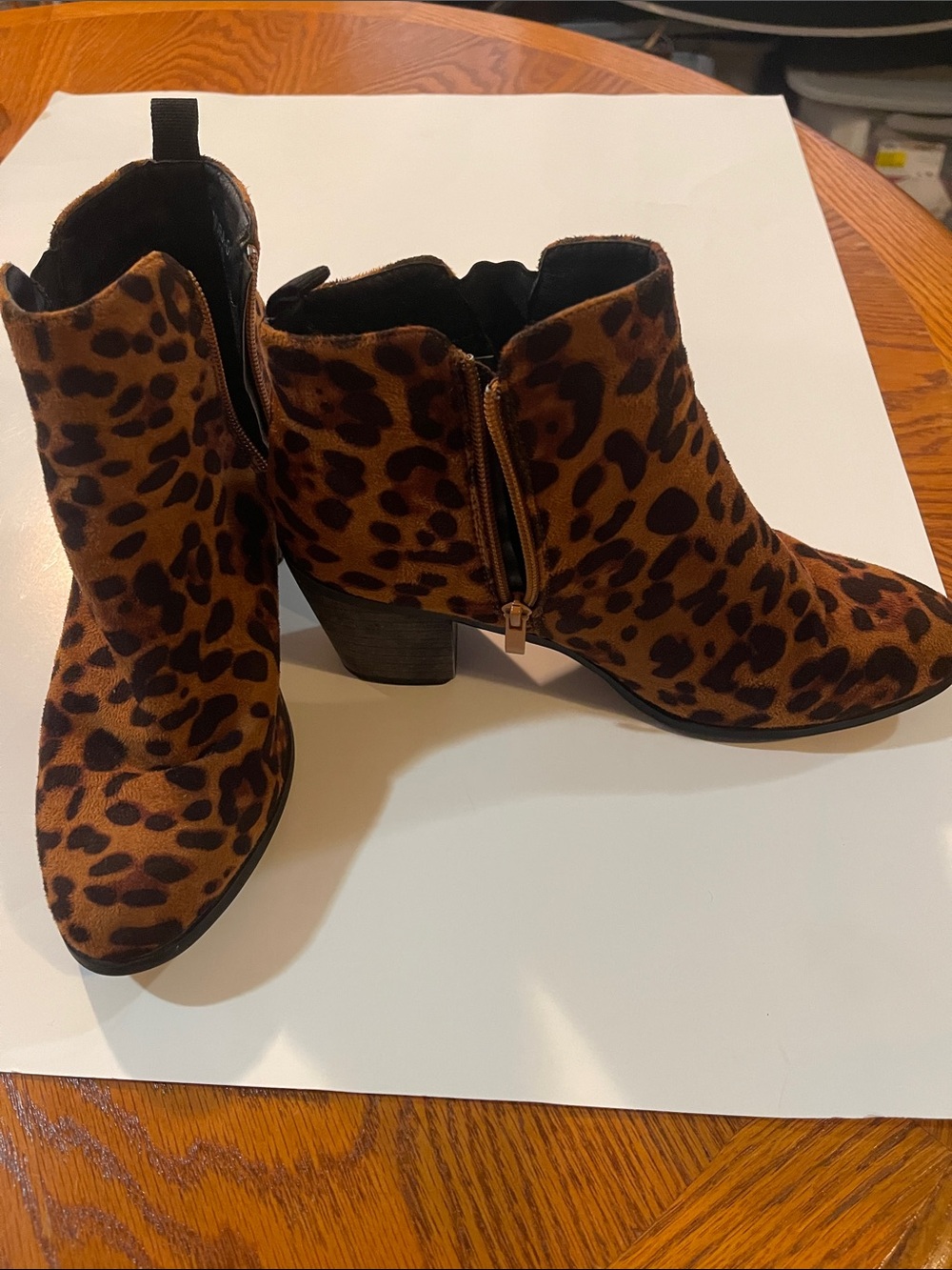 Refresh Leopard Print Ankle Booties in Brown and Black